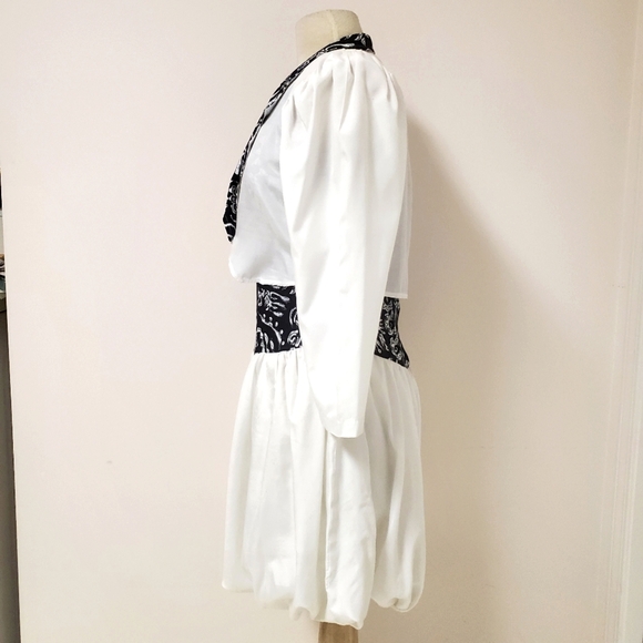 80s Cropped Jacket & Dropped Waist Balloon Dress 2-Piece Set - Picture 4 of 6